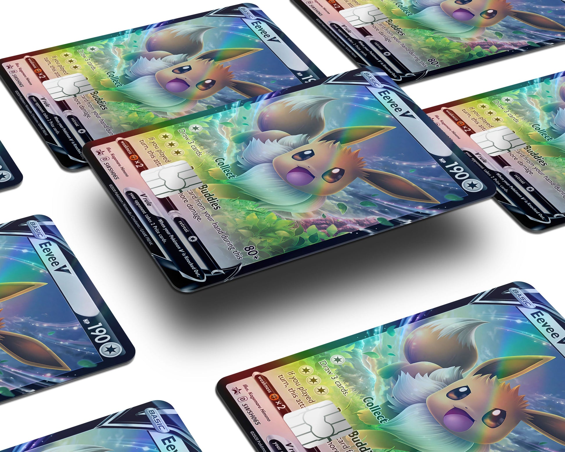 Anime Town Creations Holographic Credit Card Rare Eevee Pokemon Card Window Skins - Anime Pokemon Holographic Credit Card Skin