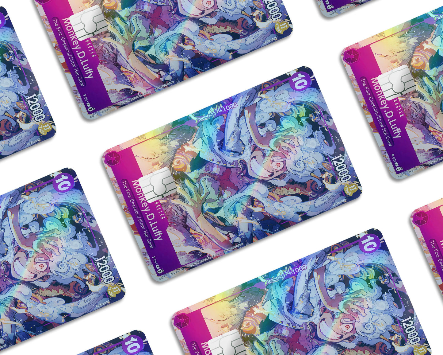 Anime Town Creations Holographic Credit Card Gear 5 Luffy Smile One Piece Card Window Skins - Anime One Piece Holographic Credit Card Skin