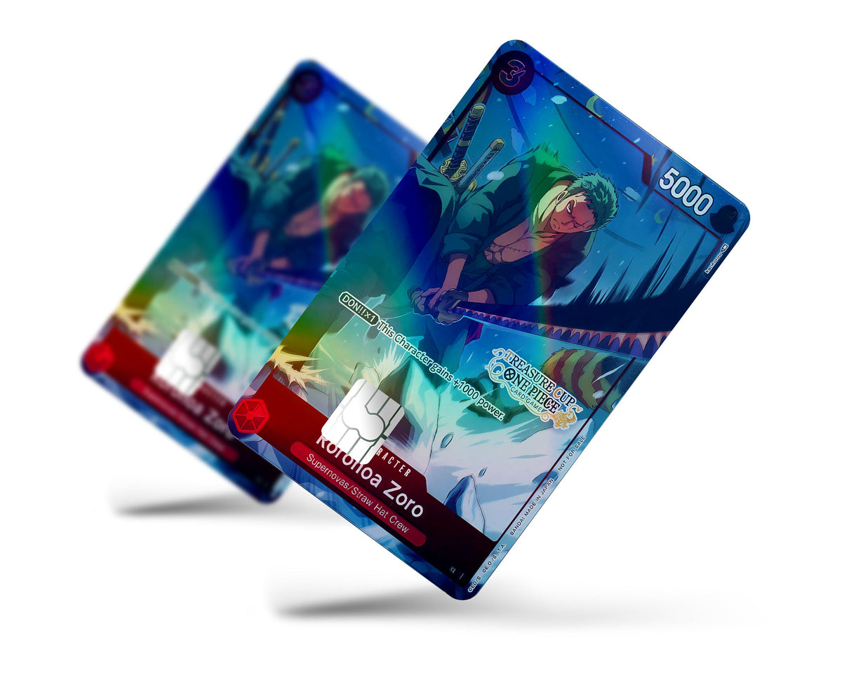 Anime Town Creations Holographic Credit Card Treasure Cup Zoro One Piece Card Full Skins - Anime One Piece Holographic Credit Card Skin