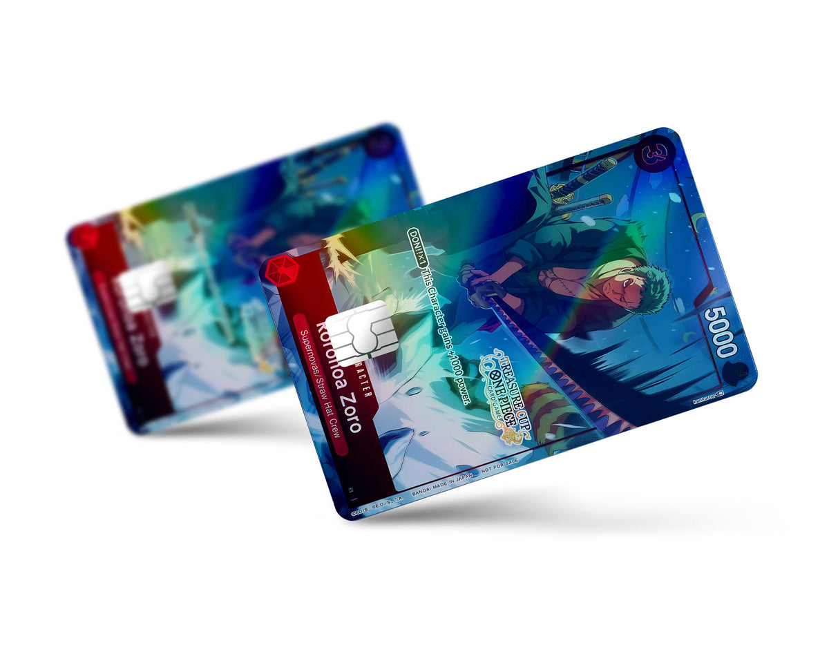 Anime Town Creations Holographic Credit Card Treasure Cup Zoro One Piece Card Full Skins - Anime One Piece Holographic Credit Card Skin