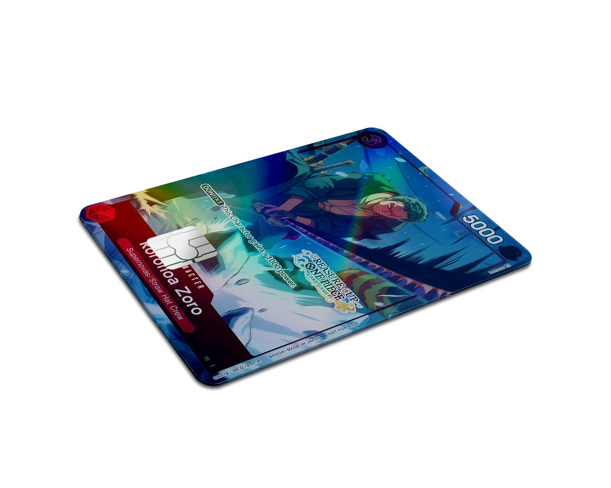 Anime Town Creations Holographic Credit Card Treasure Cup Zoro One Piece Card Half Skins - Anime One Piece Holographic Credit Card Skin