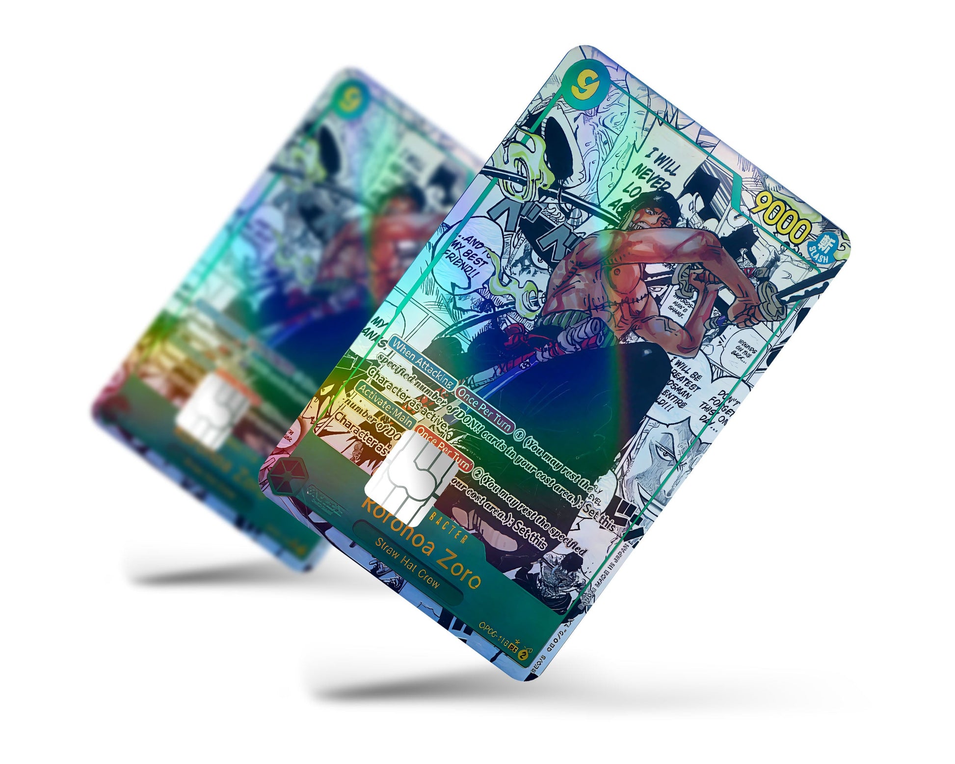 Roronoa Zoro Manga Limited Edition One Piece Card Holographic Credit Card Skin - Full / Small Roronoa Zoro Manga Limited Edition One Piece Card Holographic Credit Card Skin - Full / Small
