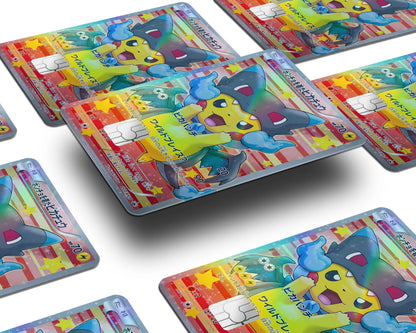 Anime Town Creations Holographic Credit Card Poncho Pikachu Mega Charizard X Cosplay Pokemon Card Window Skins - Anime Pokemon Holographic Credit Card Skin