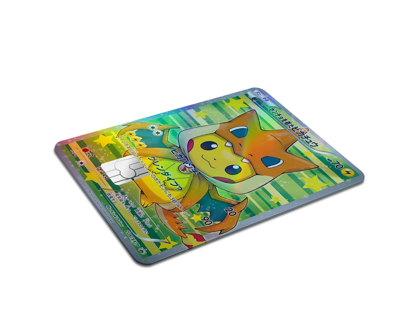 Anime Town Creations Holographic Credit Card Poncho Pikachu Mega Charizard Y Cosplay Pokemon Card Half Skins - Anime Pokemon Holographic Credit Card Skin