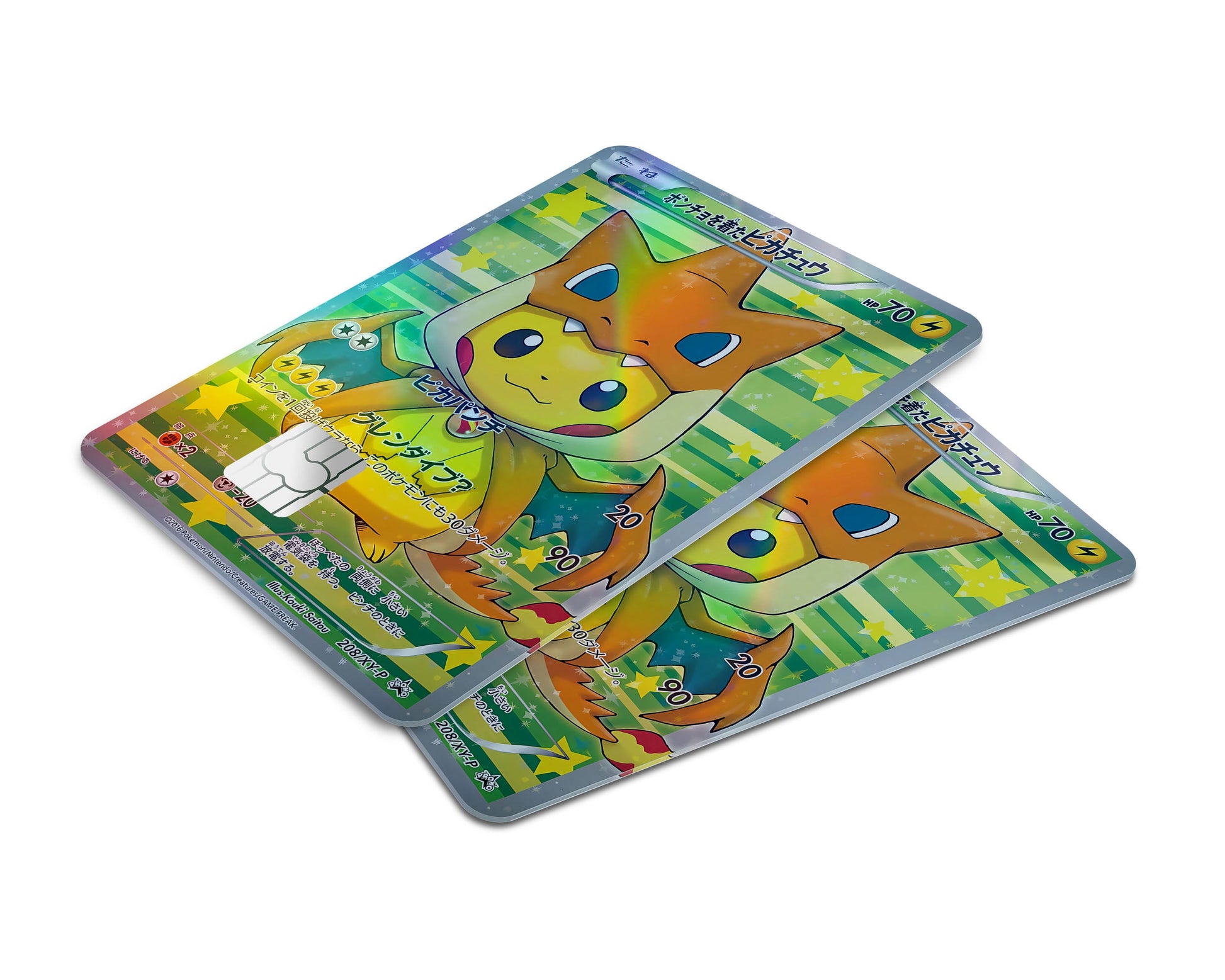 Anime Town Creations Holographic Credit Card Poncho Pikachu Mega Charizard Y Cosplay Pokemon Card Window Skins - Anime Pokemon Holographic Credit Card Skin