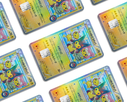 Anime Town Creations Holographic Credit Card Poncho Pikachu Mega Cosplay Pokemon Card Window Skins - Anime Pokemon Holographic Credit Card Skin