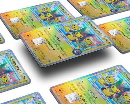 Anime Town Creations Holographic Credit Card Poncho Pikachu Mega Cosplay Pokemon Card Window Skins - Anime Pokemon Holographic Credit Card Skin