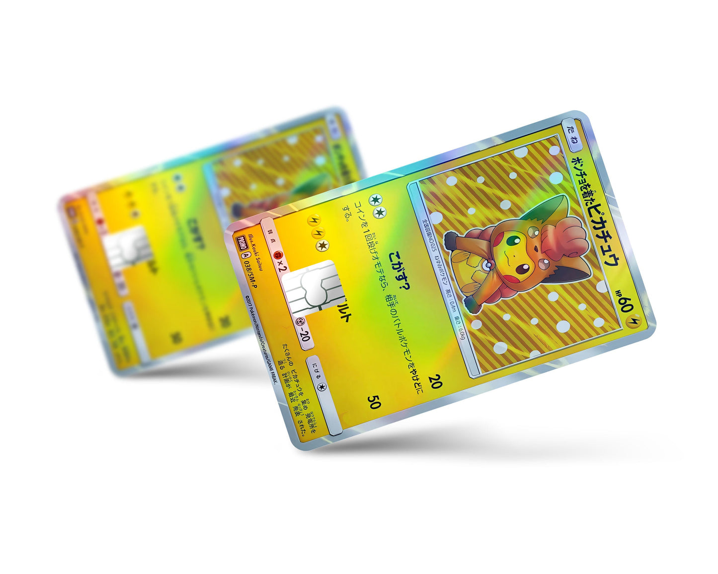 Anime Town Creations Holographic Credit Card Poncho Pikachu Vulpix Cosplay Pokemon Card Full Skins - Anime Pokemon Holographic Credit Card Skin
