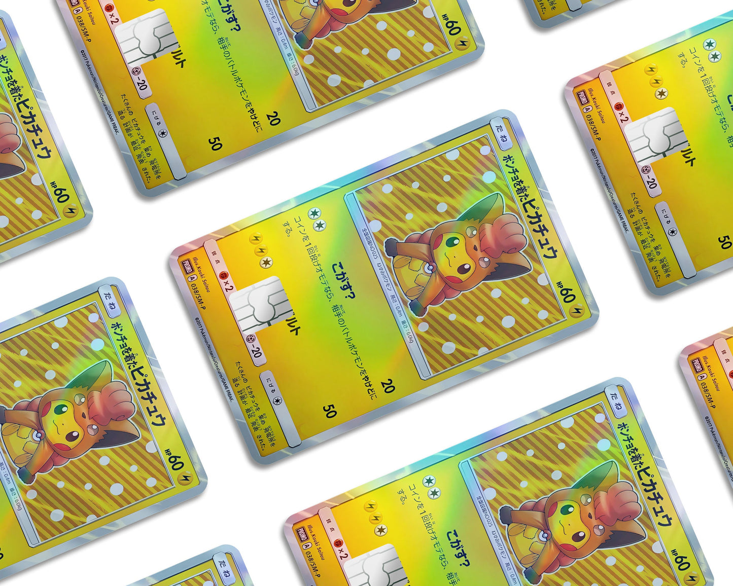 Anime Town Creations Holographic Credit Card Poncho Pikachu Vulpix Cosplay Pokemon Card Window Skins - Anime Pokemon Holographic Credit Card Skin