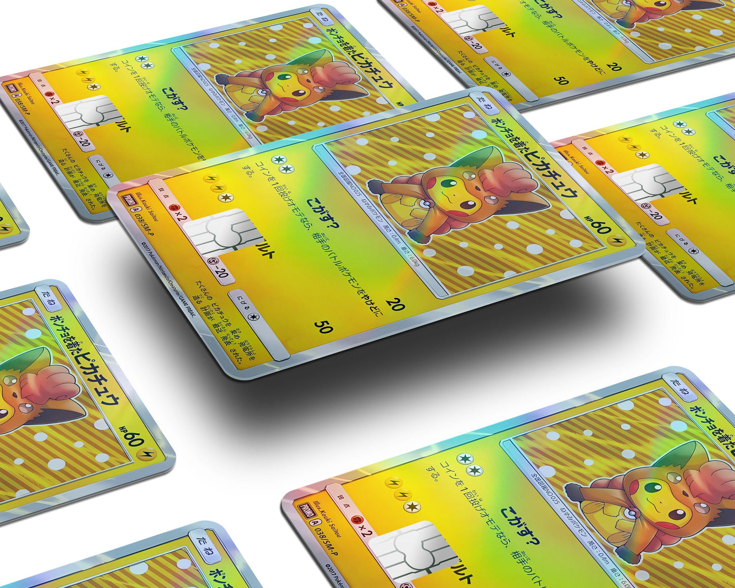 Anime Town Creations Holographic Credit Card Poncho Pikachu Vulpix Cosplay Pokemon Card Window Skins - Anime Pokemon Holographic Credit Card Skin