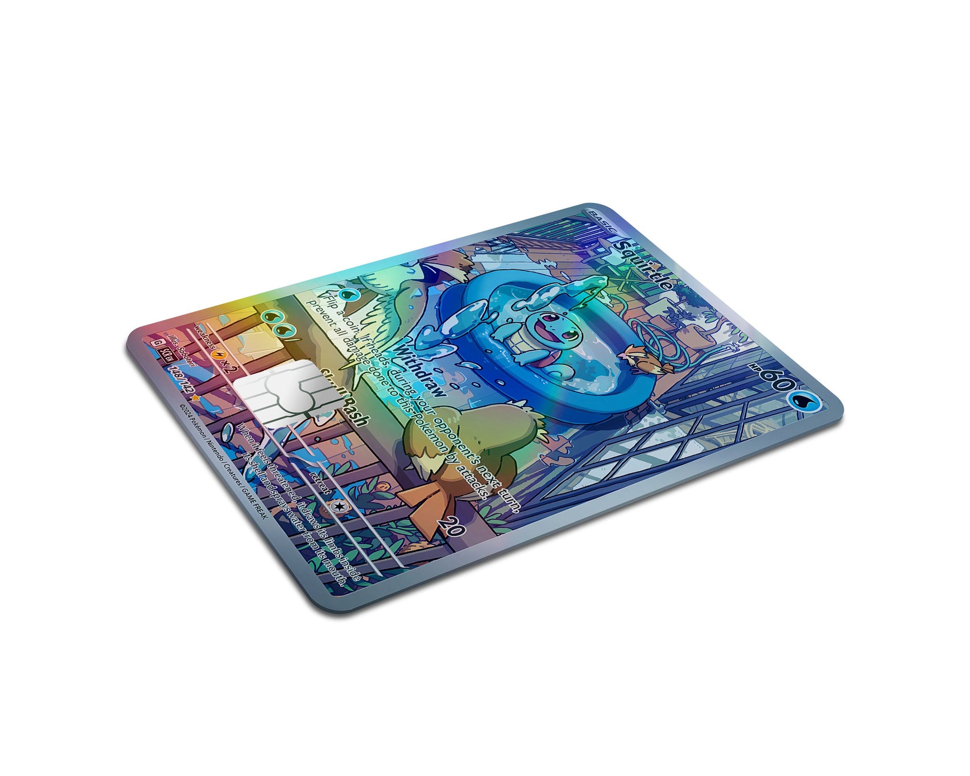Squirtle Splash Pokemon Card Holographic Credit Card Skin