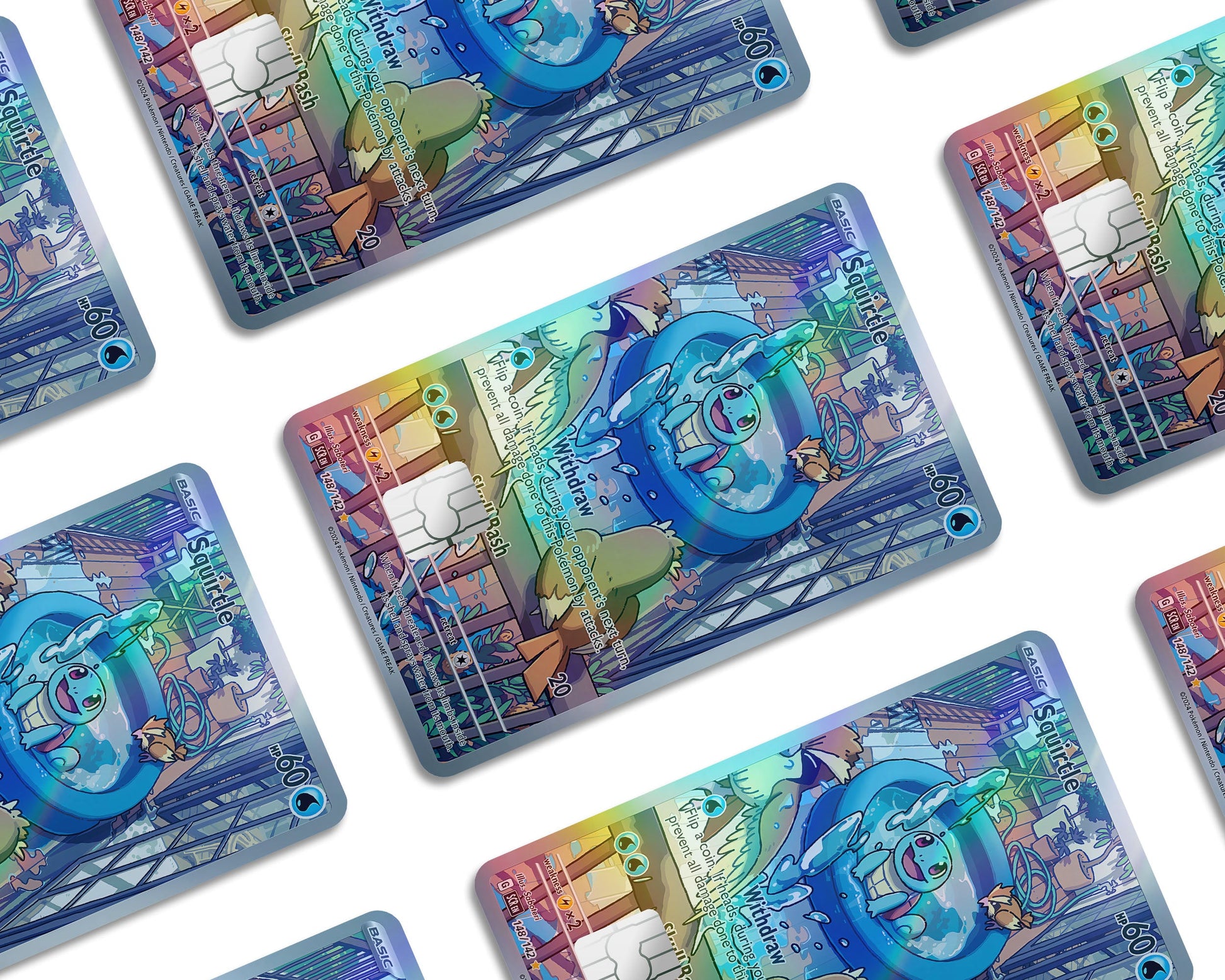 Squirtle Splash Pokemon Card Holographic Credit Card Skin
