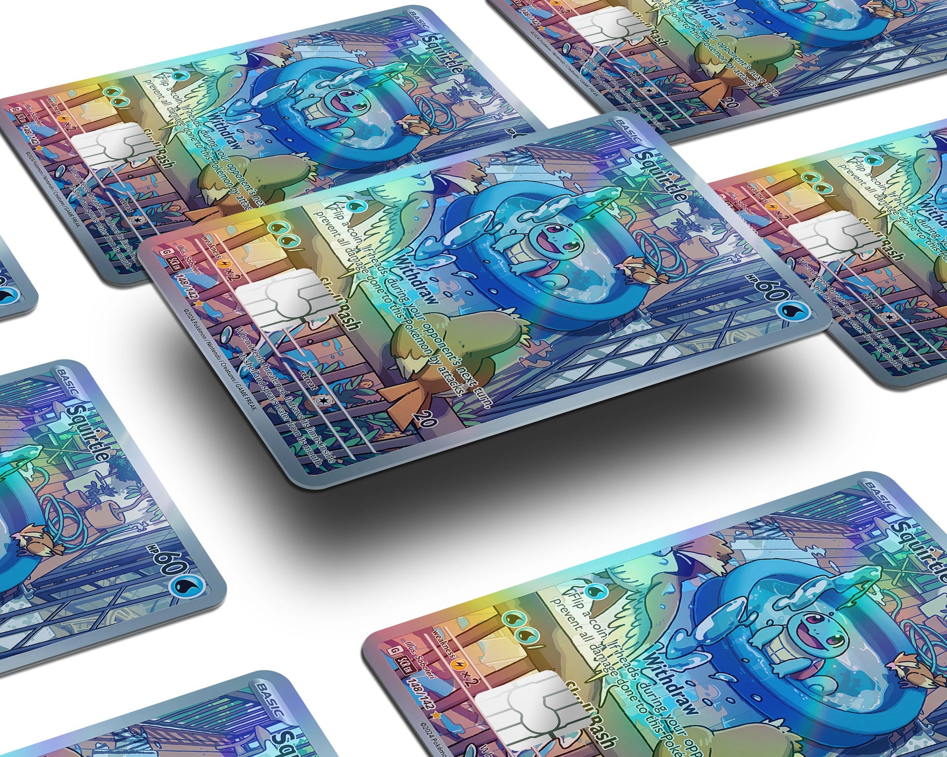 Squirtle Splash Pokemon Card Holographic Credit Card Holographic Credit Card Skin – Anime Town Creations