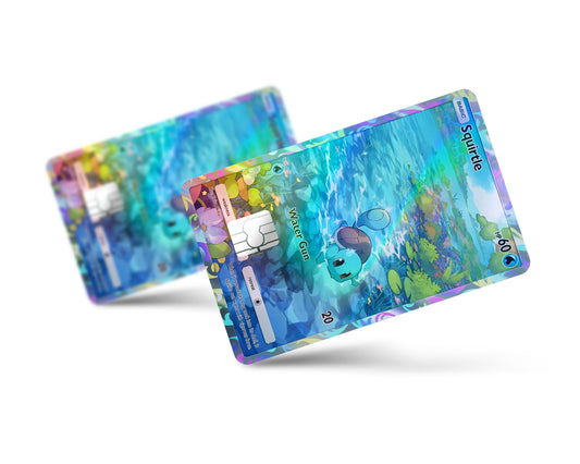Anime Town Creations Holographic Credit Card Squirtle Pocket Pokemon Card Full Skins - Anime Pokemon Holographic Credit Card Skin