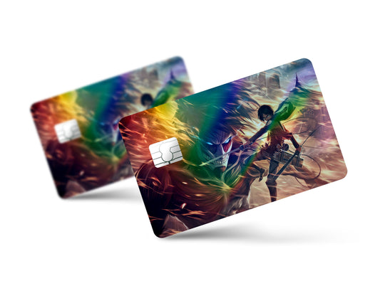Anime Town Creations Holographic Credit Card Attack on Titan Eren Yeager Full Skins - Anime Attack on Titan Holographic Credit Card Skin