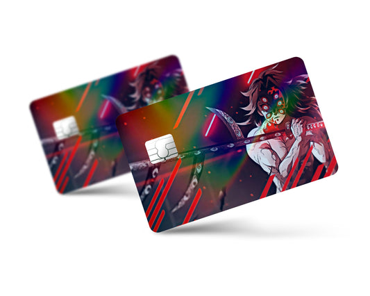 Anime Town Creations Holographic Credit Card Demon Slayer Kokushibo Red Full Skins - Anime Demon Slayer Holographic Credit Card Skin