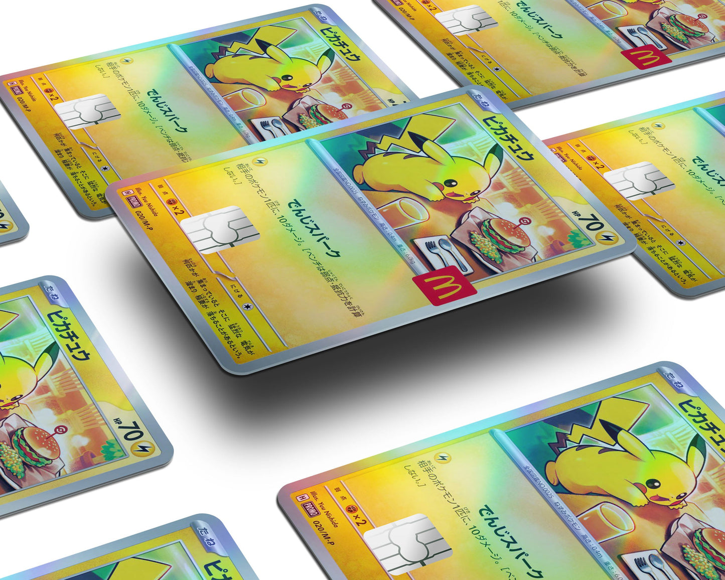 Anime Town Creations Holographic Credit Card Promo Pikachu McDonalds Burger Card Window Skins - Anime Pokemon Holographic Credit Card Skin