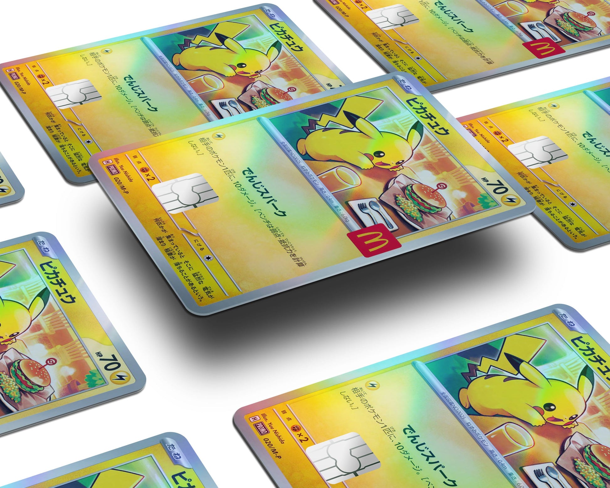 Anime Town Creations Holographic Credit Card Promo Pikachu McDonalds Burger Card Window Skins - Anime Pokemon Holographic Credit Card Skin