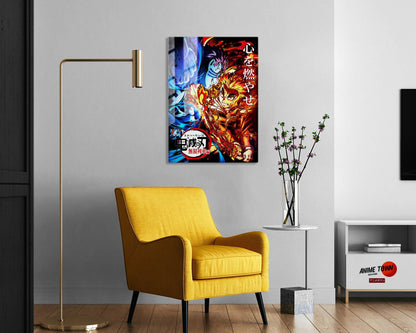Demon Slayer Kyojuro Rengoku vs Akaza Metal Poster