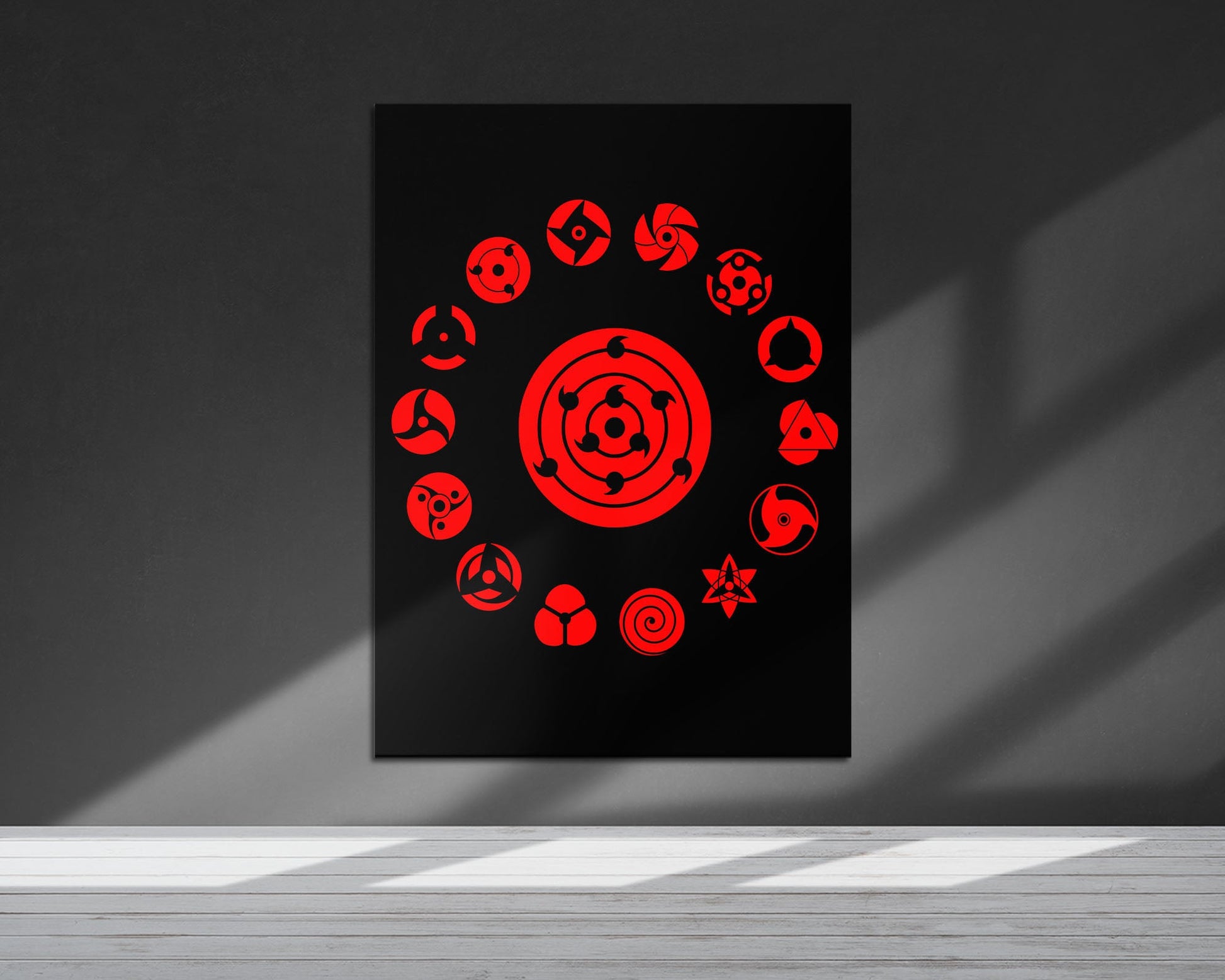 Anime Town Creations Metal Poster Sharingan Eye Pattern 5" x 7" Home Goods - Anime Naruto Metal Poster