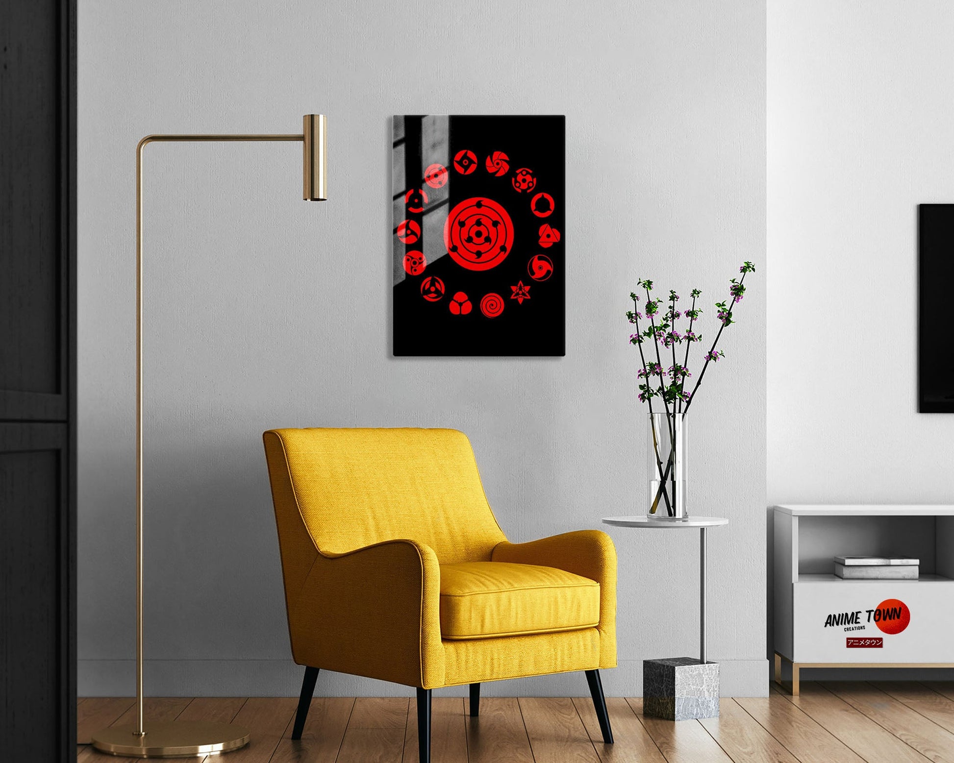 Anime Town Creations Metal Poster Sharingan Eye Pattern 5" x 7" Home Goods - Anime Naruto Metal Poster