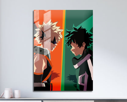 Anime Town Creations Metal Poster My Hero Academia Izuku Midoriya vs Katsuki Bakugo 11" x 17" Home Goods - Anime My Hero Academia Metal Poster