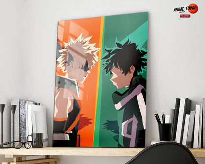 Anime Town Creations Metal Poster My Hero Academia Izuku Midoriya vs Katsuki Bakugo 16" x 24" Home Goods - Anime My Hero Academia Metal Poster