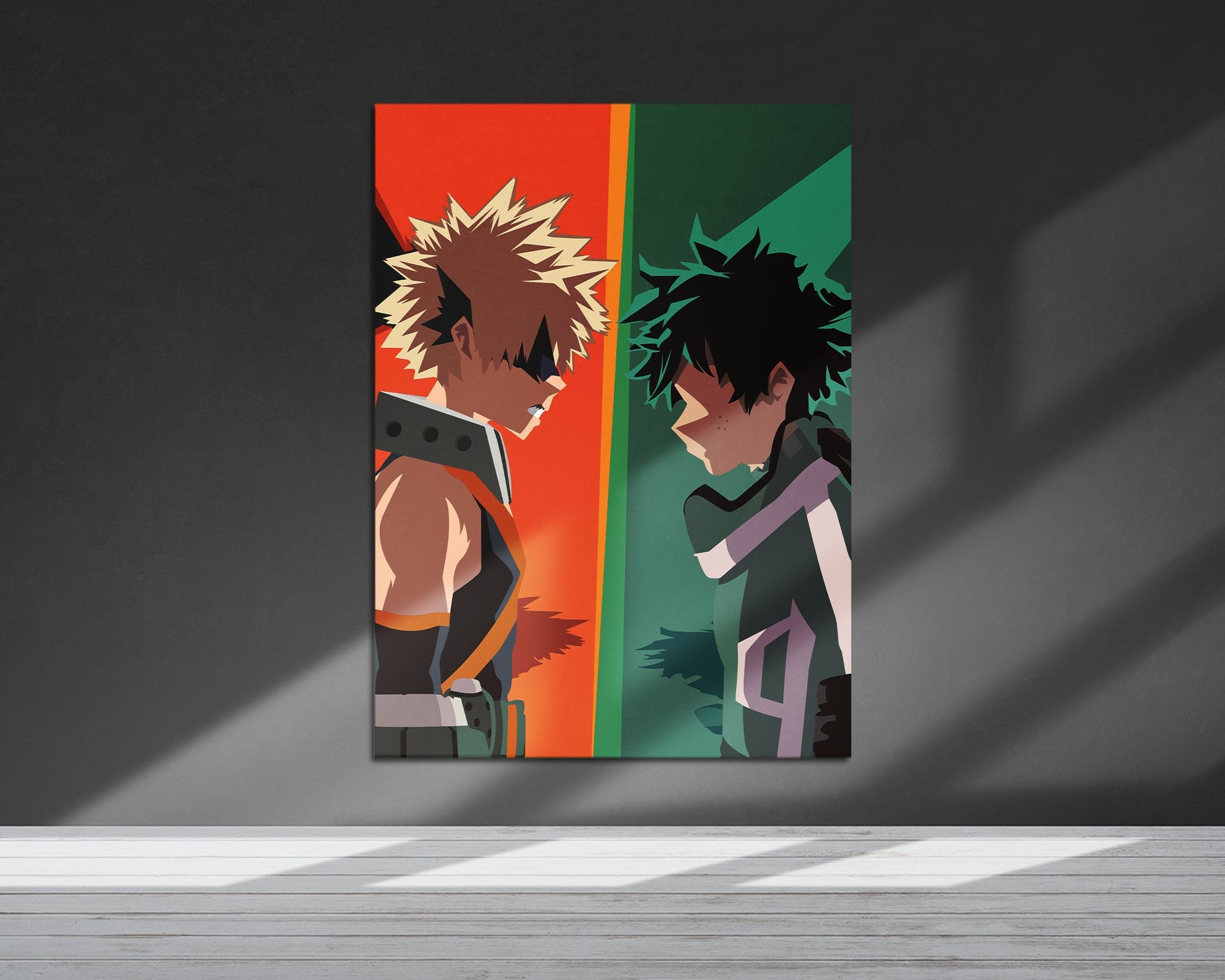 Anime Town Creations Metal Poster My Hero Academia Izuku Midoriya vs Katsuki Bakugo 5" x 7" Home Goods - Anime My Hero Academia Metal Poster