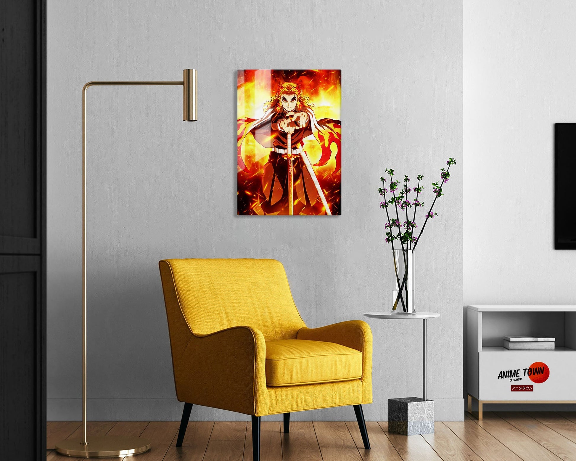 Anime Town Creations Metal Poster Demon Slayer Rengoku Flame Breathing 5" x 7" Home Goods - Anime Demon Slayer Metal Poster