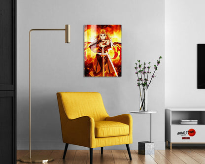 Anime Town Creations Metal Poster Demon Slayer Rengoku Flame Breathing 5" x 7" Home Goods - Anime Demon Slayer Metal Poster
