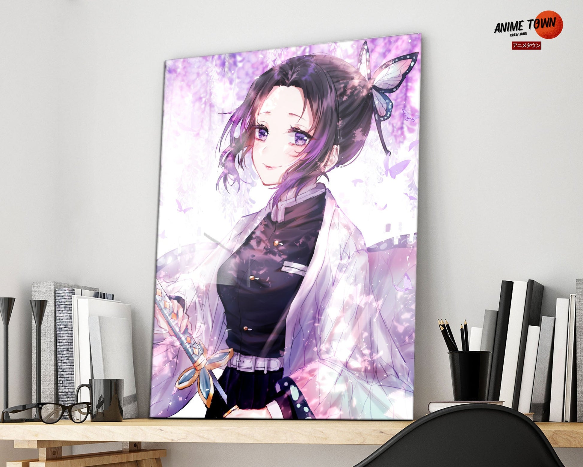 Anime Town Creations Metal Poster Demon Slayer Shinobu Kocho Insect Breathing 16" x 24" Home Goods - Anime Demon Slayer Metal Poster