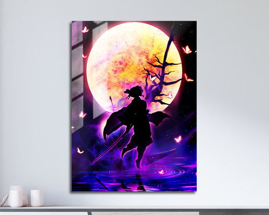 Anime Town Creations Metal Poster Demon Slayer Shionbu Kocho Moonlight 11" x 17" Home Goods - Anime Demon Slayer Metal Poster
