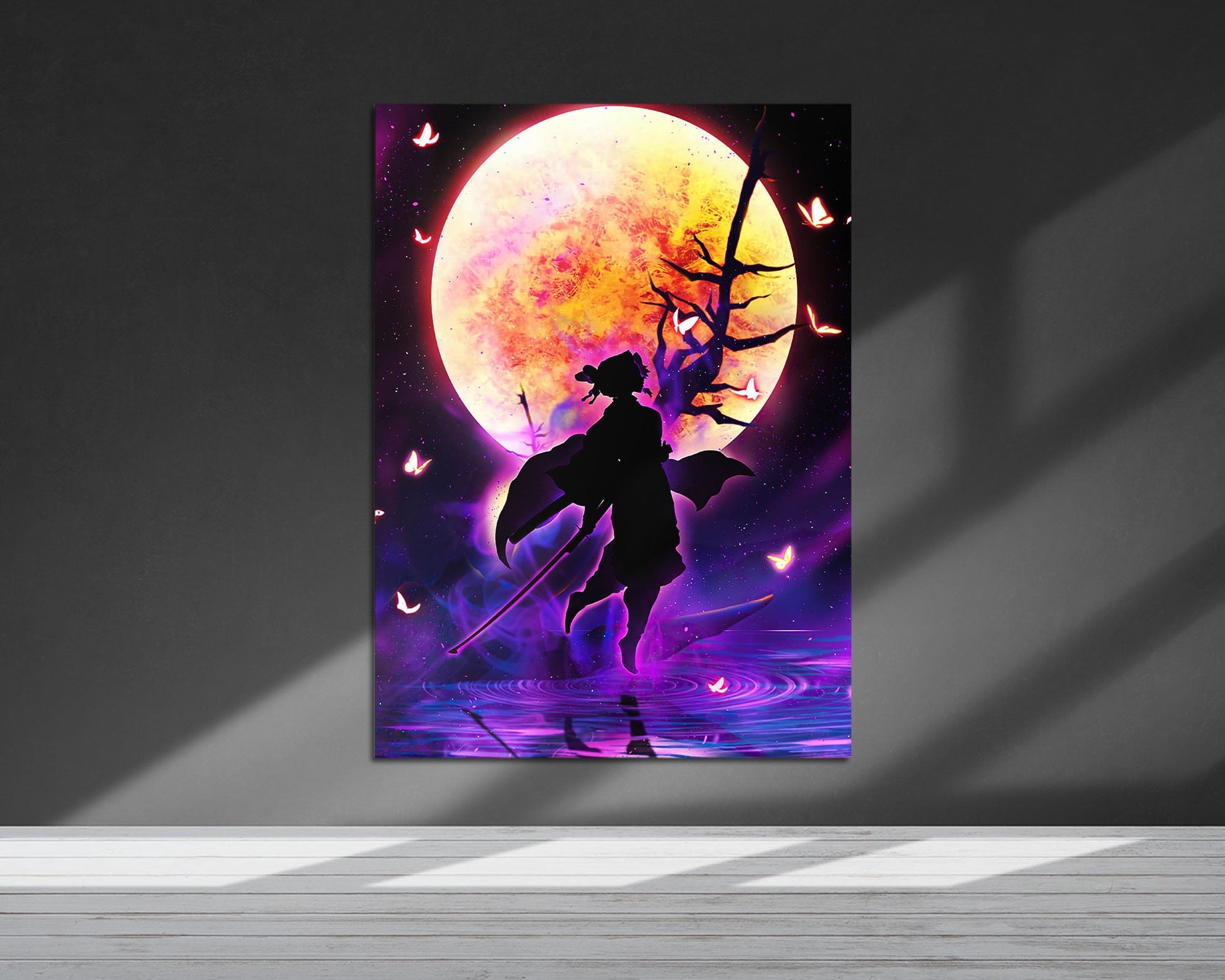 Anime Town Creations Metal Poster Demon Slayer Shionbu Kocho Moonlight 5" x 7" Home Goods - Anime Demon Slayer Metal Poster