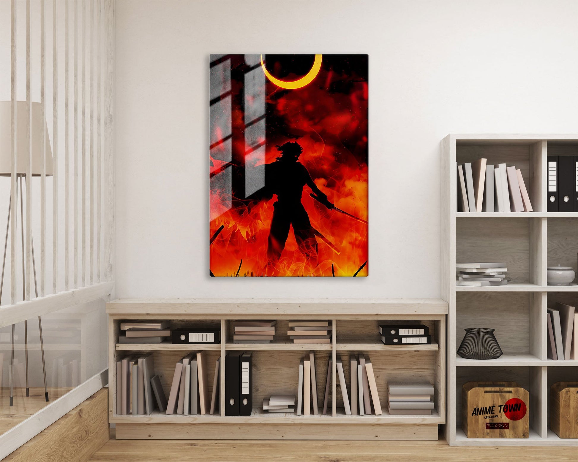 Anime Town Creations Metal Poster Demon Slayer Rengoku Kyojuro Moonlight 16" x 24" Home Goods - Anime Demon Slayer Metal Poster