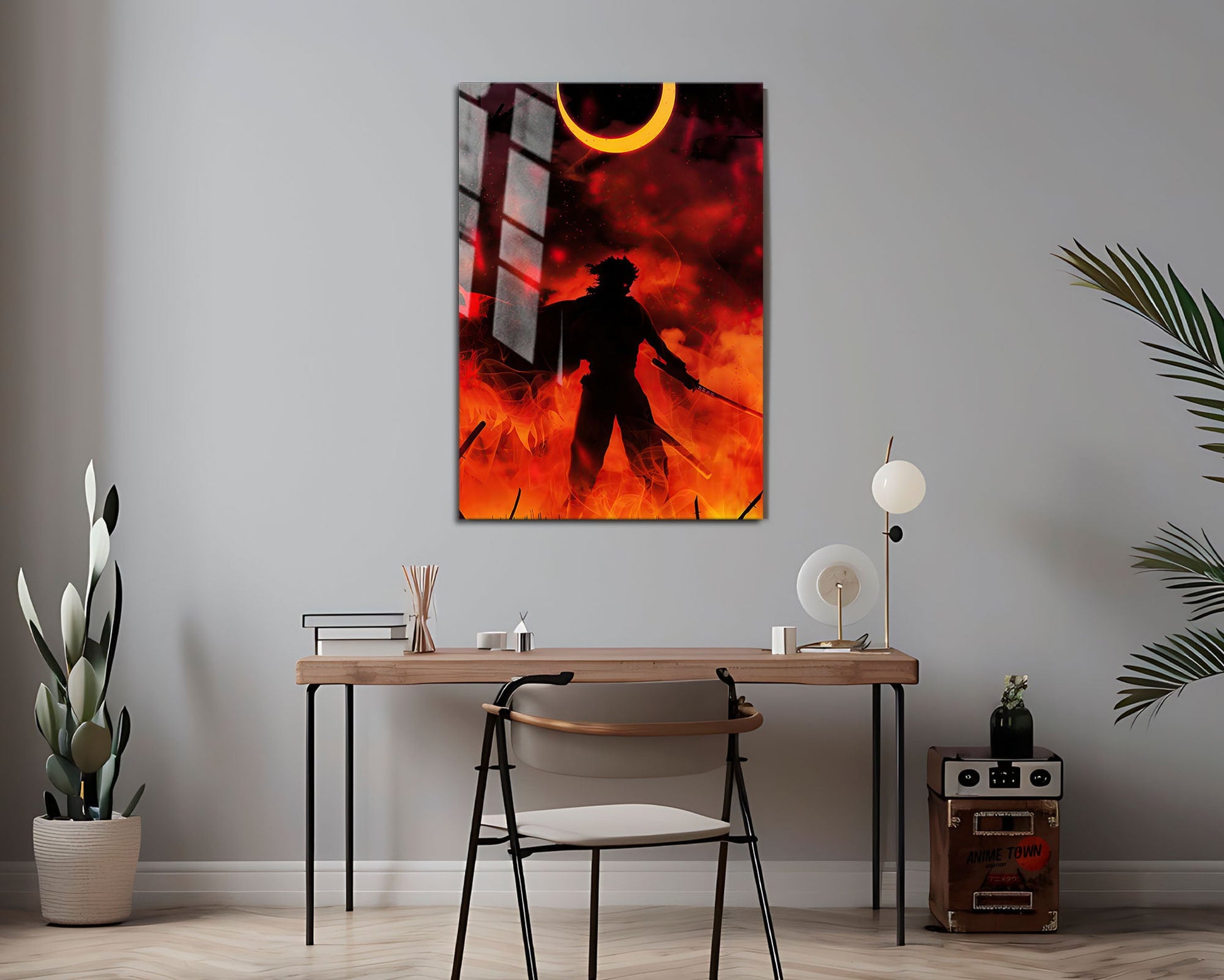 Anime Town Creations Metal Poster Demon Slayer Rengoku Kyojuro Moonlight 24" x 36" Home Goods - Anime Demon Slayer Metal Poster