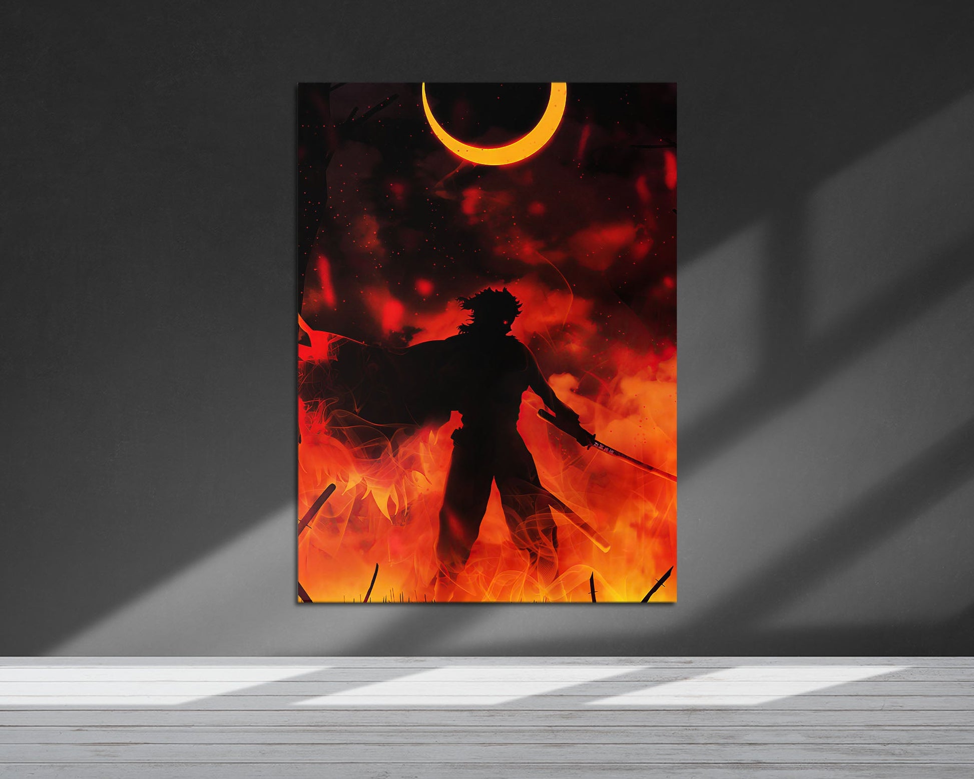 Anime Town Creations Metal Poster Demon Slayer Rengoku Kyojuro Moonlight 5" x 7" Home Goods - Anime Demon Slayer Metal Poster