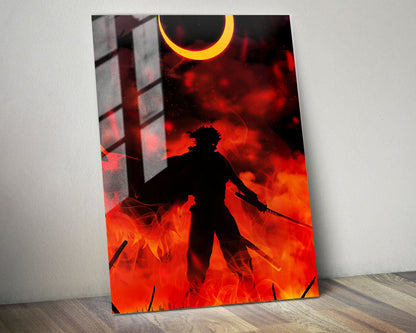 Anime Town Creations Metal Poster Demon Slayer Rengoku Kyojuro Moonlight 5" x 7" Home Goods - Anime Demon Slayer Metal Poster