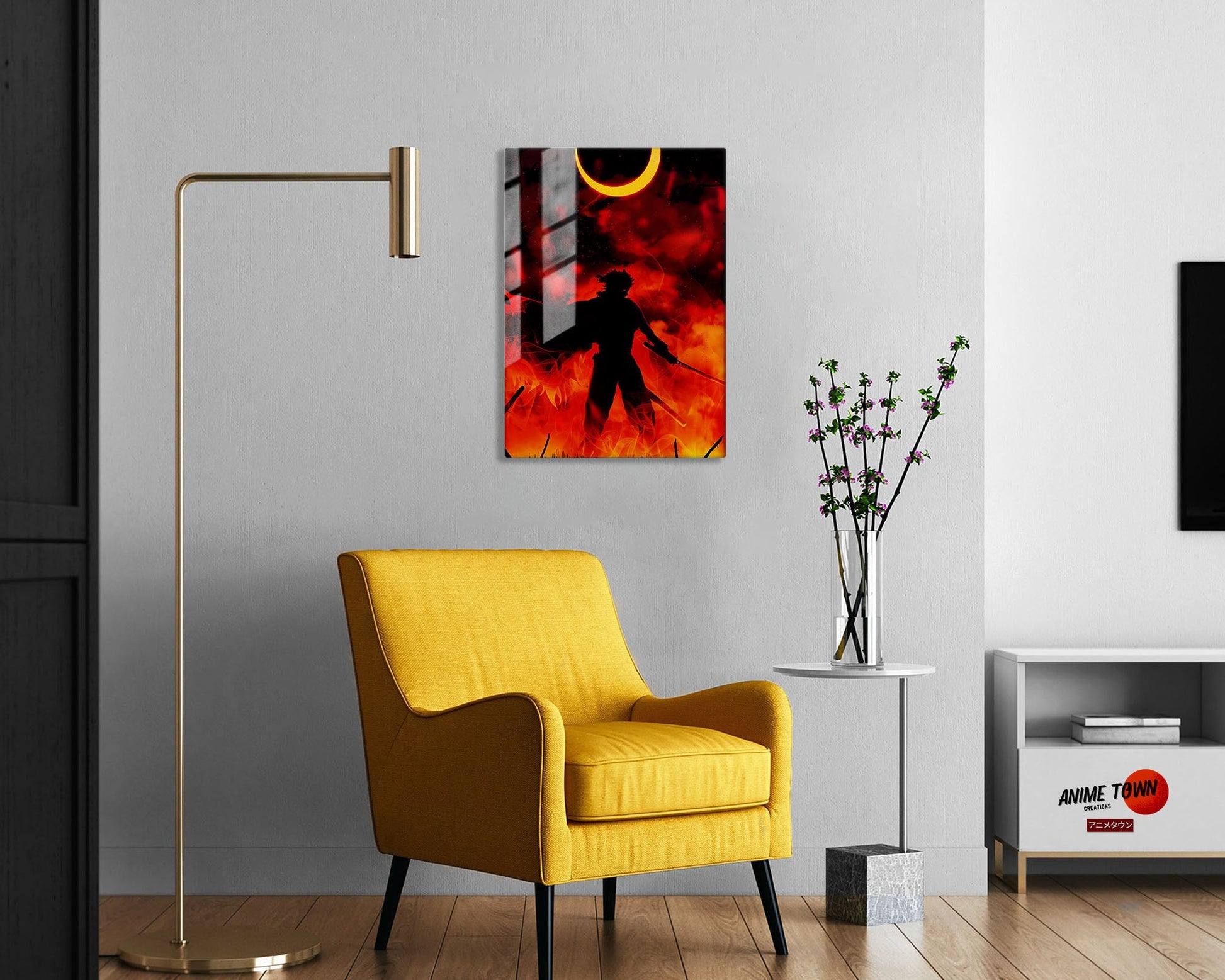 Anime Town Creations Metal Poster Demon Slayer Rengoku Kyojuro Moonlight 5" x 7" Home Goods - Anime Demon Slayer Metal Poster