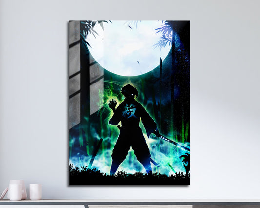 Anime Town Creations Metal Poster Demon Slayer Sanemi Shinazugawa Moonlight 11" x 17" Home Goods - Anime Demon Slayer Metal Poster