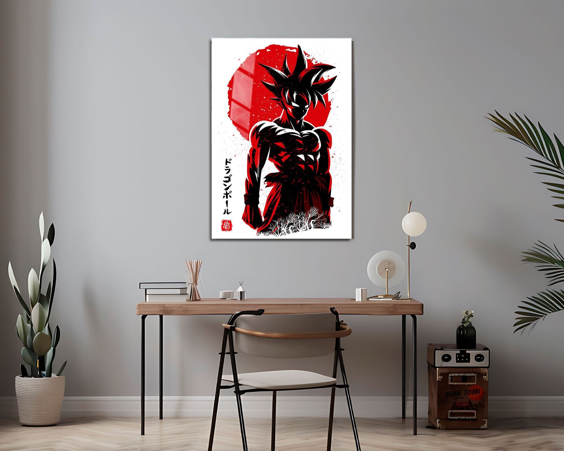 Anime Town Creations Metal Poster Dragon Ball Goku Minimalist Red 24" x 36" Home Goods - Anime Dragon Ball Metal Poster