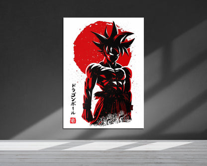 Anime Town Creations Metal Poster Dragon Ball Goku Minimalist Red 5" x 7" Home Goods - Anime Dragon Ball Metal Poster