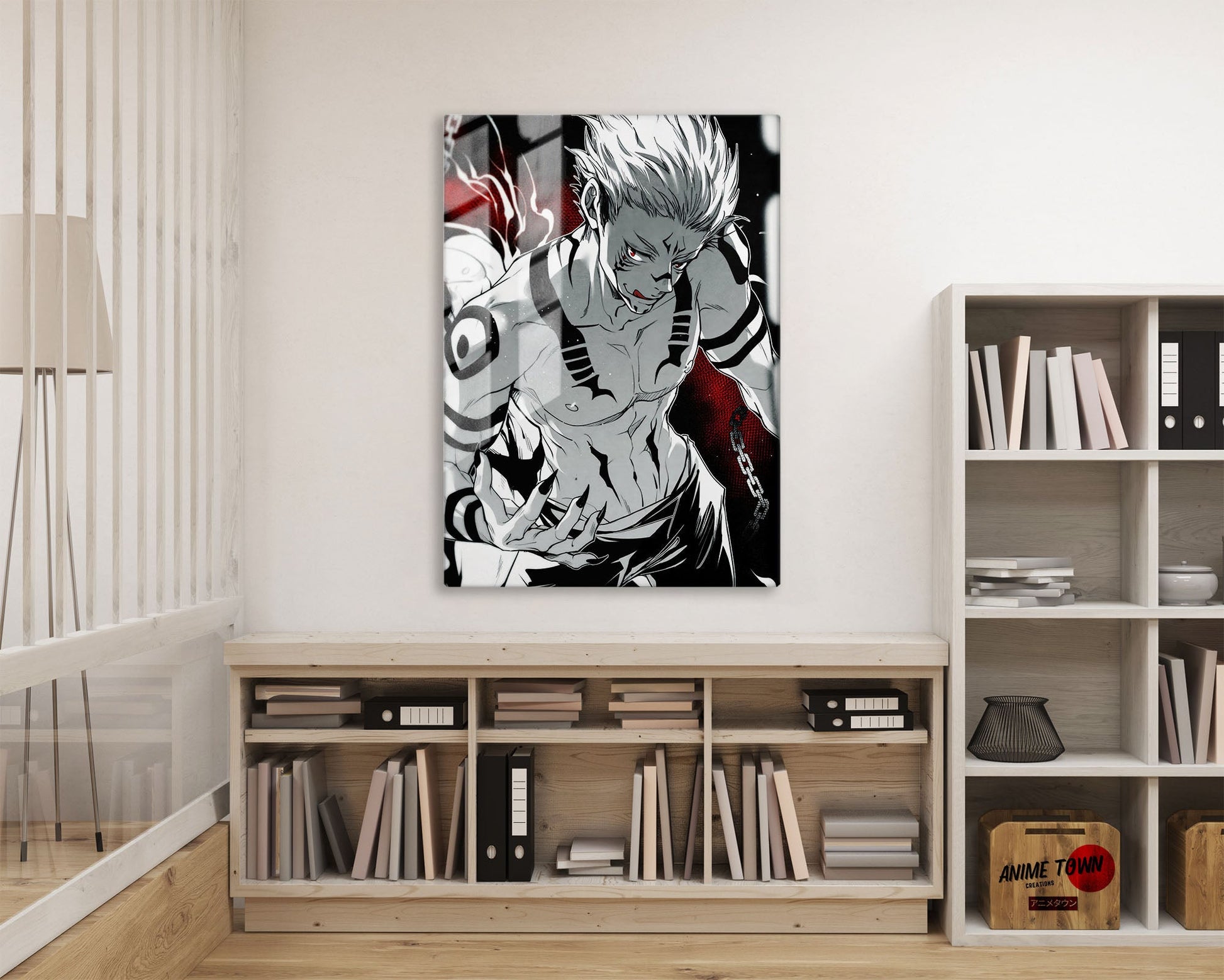 Anime Town Creations Metal Poster Jujutsu Kaisen Sukuna Chains 16" x 24" Home Goods - Anime Jujutsu Kaisen Metal Poster