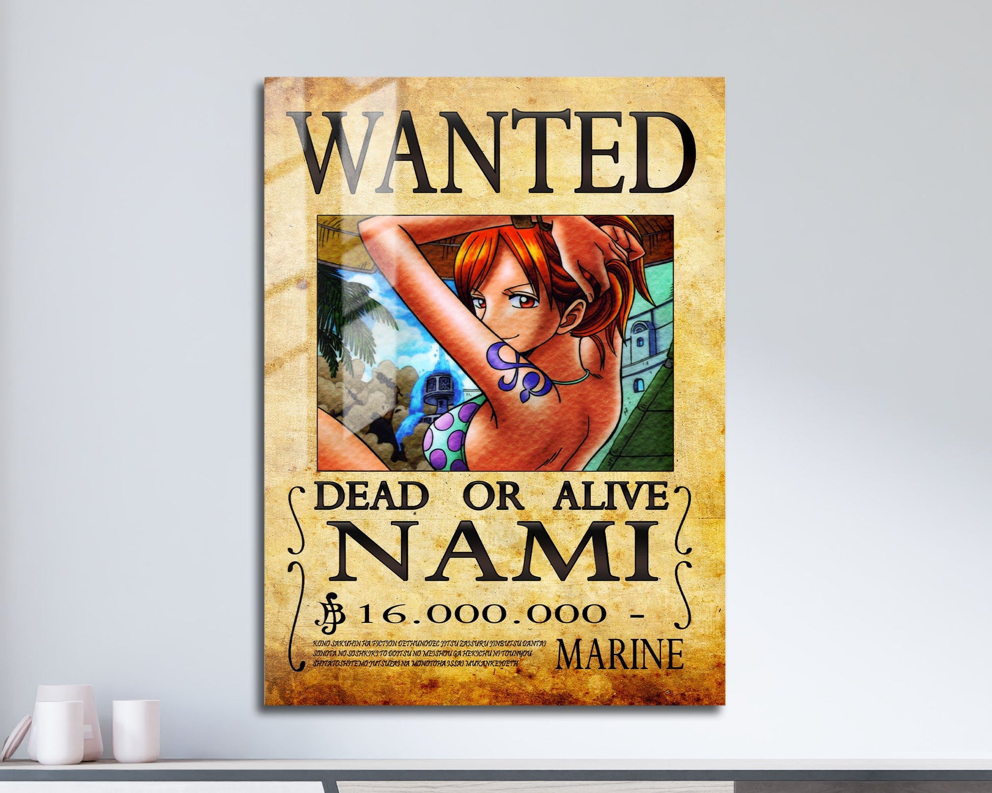 Anime Town Creations Metal Poster One Piece Nami Wanted Poster 11" x 17" Home Goods - Anime One Piece Metal Poster