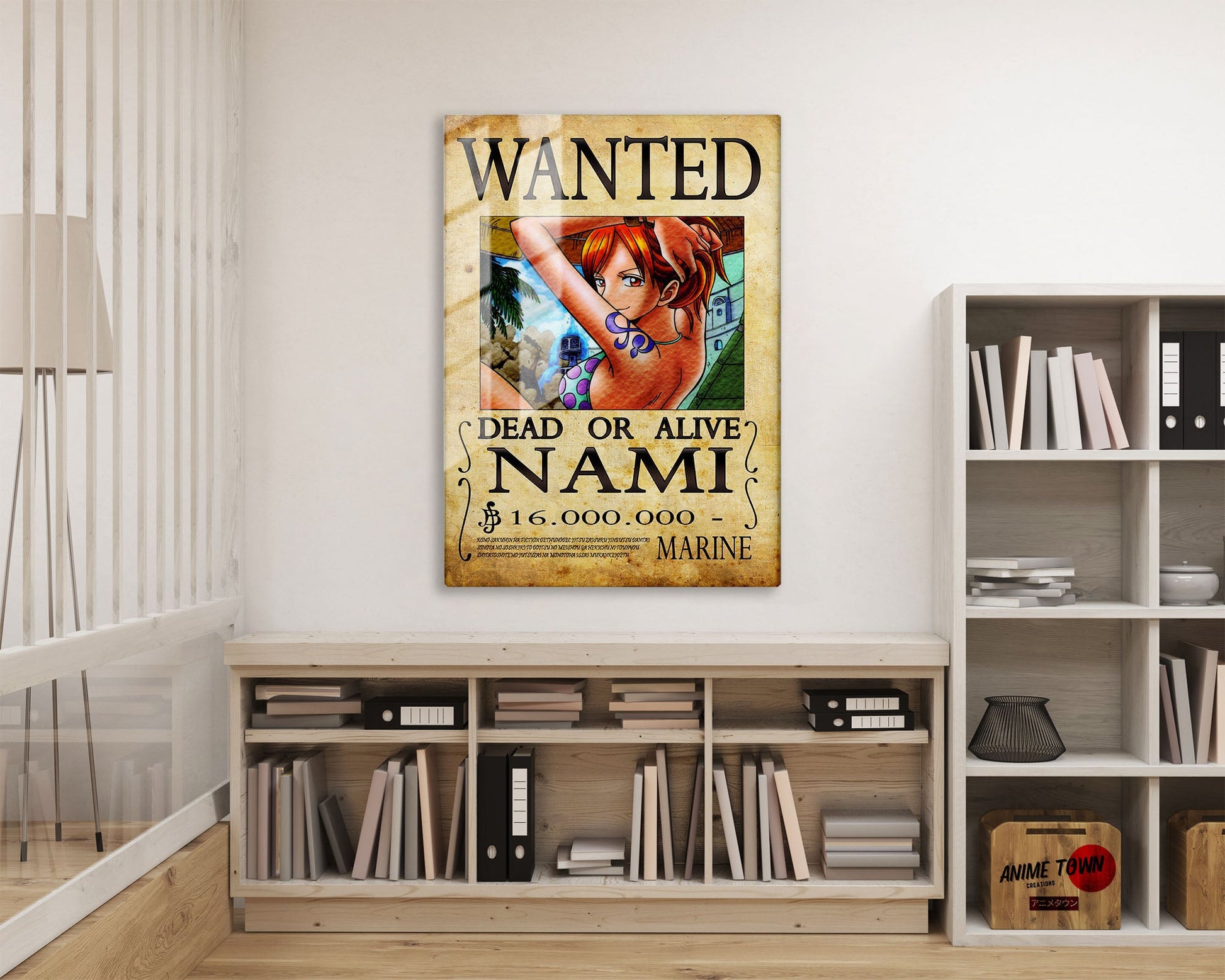 Anime Town Creations Metal Poster One Piece Nami Wanted Poster 16" x 24" Home Goods - Anime One Piece Metal Poster