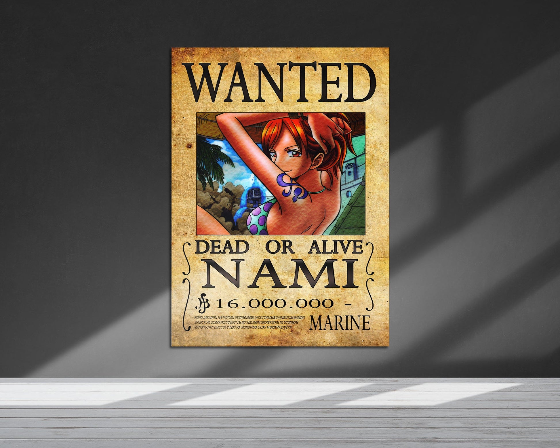 Anime Town Creations Metal Poster One Piece Nami Wanted Poster 5" x 7" Home Goods - Anime One Piece Metal Poster