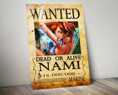 Anime Town Creations Metal Poster One Piece Nami Wanted Poster 5" x 7" Home Goods - Anime One Piece Metal Poster