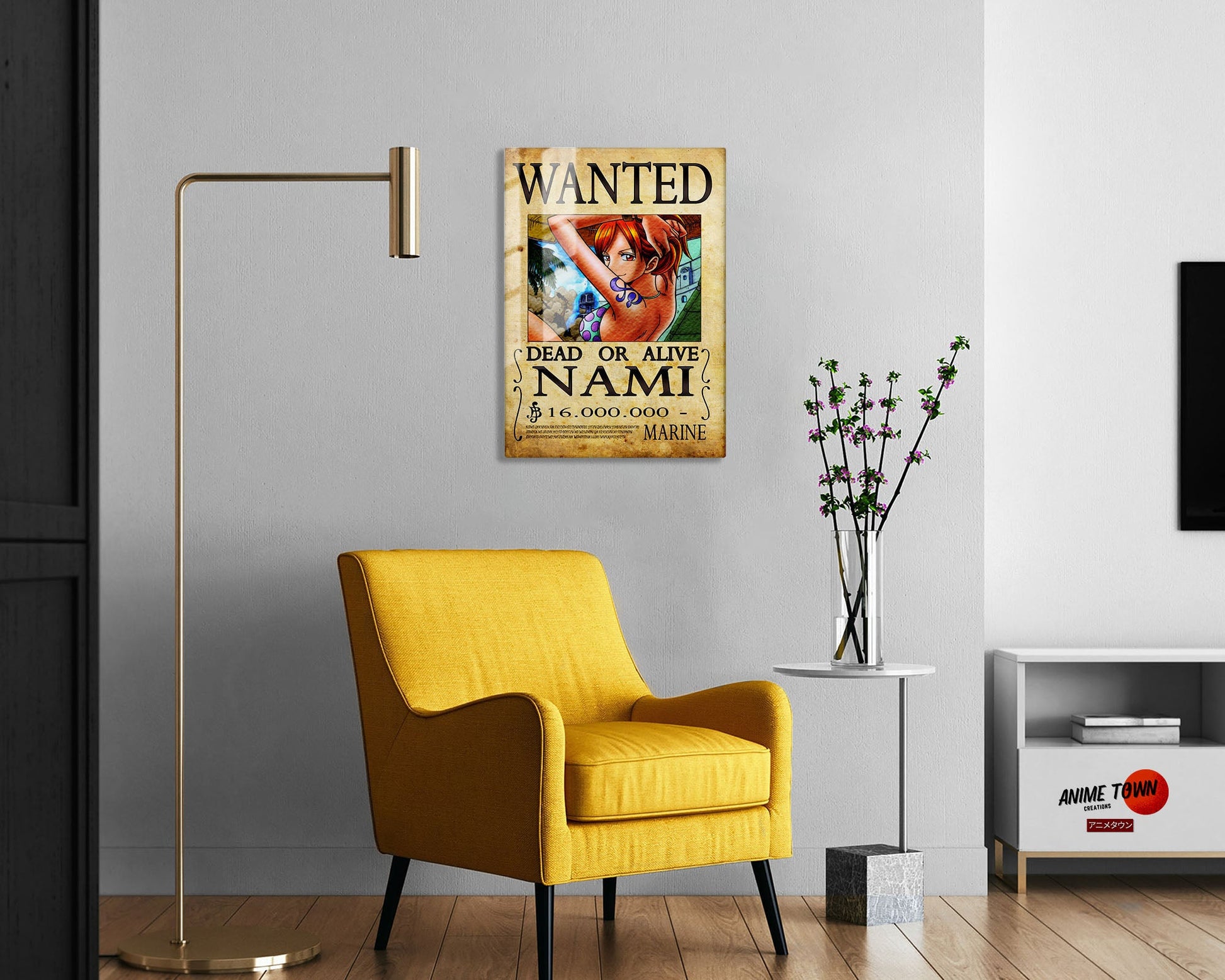 Anime Town Creations Metal Poster One Piece Nami Wanted Poster 5" x 7" Home Goods - Anime One Piece Metal Poster