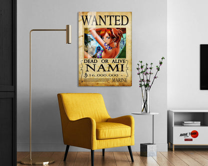 Anime Town Creations Metal Poster One Piece Nami Wanted Poster 5" x 7" Home Goods - Anime One Piece Metal Poster