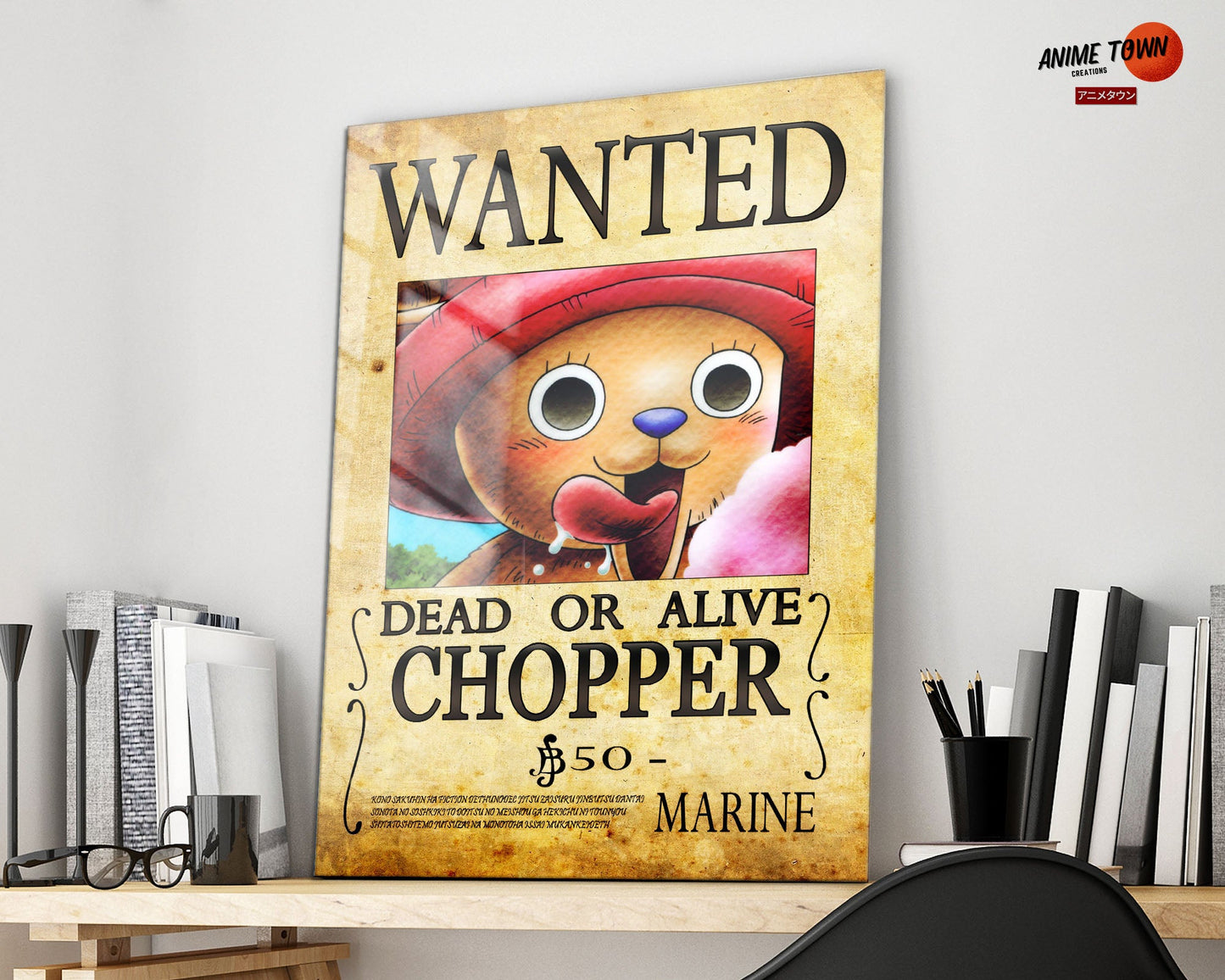 Anime Town Creations Metal Poster One Piece Chopper Wanted Poster 16" x 24" Home Goods - Anime One Piece Metal Poster