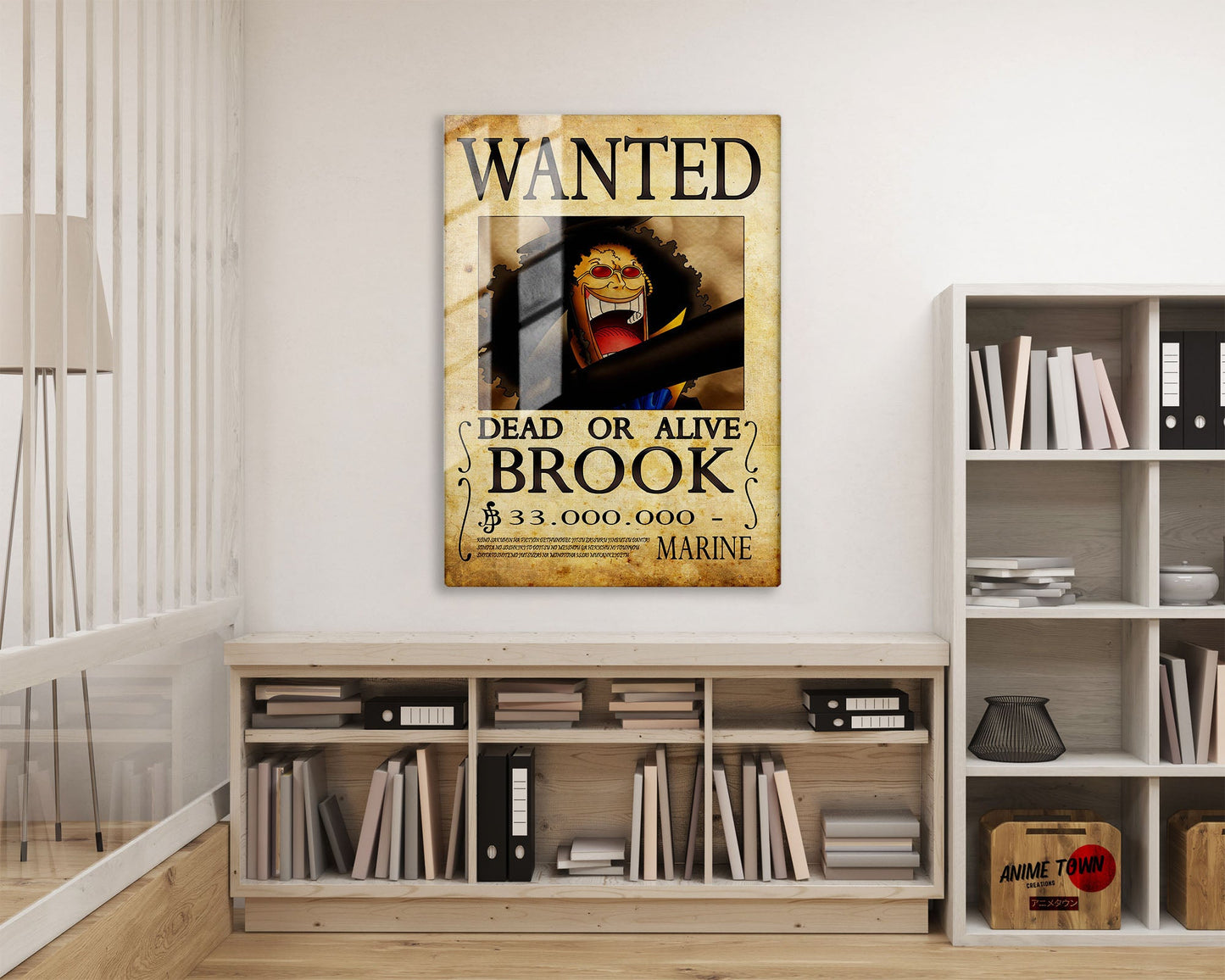 Anime Town Creations Metal Poster One Piece Brook Wanted Poster 16" x 24" Home Goods - Anime One Piece Metal Poster